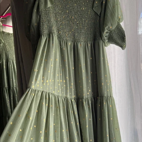 JessaKae Olive Green Maxi Dress with Gold Accents - Picture 4 of 4